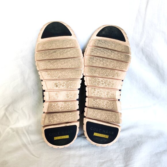 COLE HAAN Zerogrand Leather Wing Lace-up Oxford Marine Blue & Pink Sole 6B EUC - Picture 8 of 8